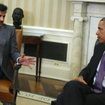 バラク·オバマ米大統領とシェイクTamimビン·ハマド·アル·タニ、昨日のホワイトハウスの会議でカタールの首長