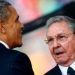 バラク·オバマ米大統領とキューバの社長ラウル·カストロ