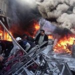 市場に出回っているシリアの野蛮なロシアの爆撃、60は殺さ
