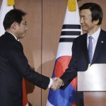 日本の外務大臣岸田文雄と韓国の外務大臣尹炳世