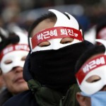 韓国では、何千人もの人々は、反政府集会に参加しました