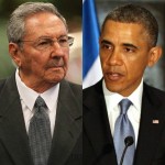 キューバのフィデル・カストロ大統領とバラク・オバマ米大統領