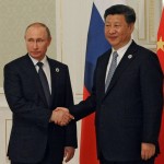 新しい連立政権に関する講演の状況のロシアのプーチン大統領の中国習近平