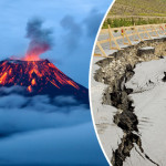 脅威について警告している火山が爆発し、世界は恐ろしい地震の専門家を震え