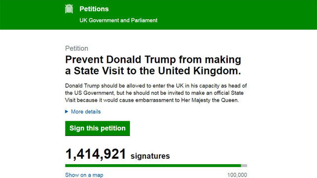 100万人以上の人々が公的請願に署名した