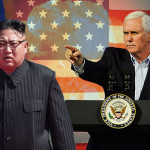 米国のマイク・ペンス副大統領と金正日（キム・ジョンウン）北朝鮮首席代表