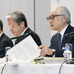 Japanese Post Holding President Masatsugu Nagato, President Kunio Yokoyama and President of Post Insurance Mitsuhiko Uehira
