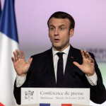 パリ：フランスのエマニュエル・マクロン大統領がミュルーズで演説