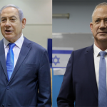 イスラエルの首相、ベンジャミンネタニヤフと彼の政治的ライバル、ベニーガンツ